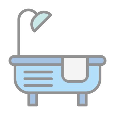 Düz Küvet simgesinin vektör illüstrasyonu