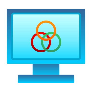 Bilgisayar monitörü simgesi. düz dizayn