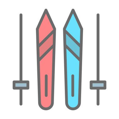 Kayaklar ve çubuklar simgesi, vektör basit illüstrasyon