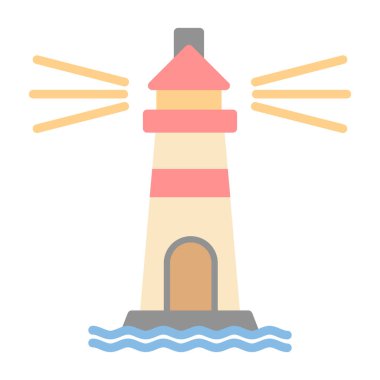 Deniz feneri. Web simgesi basit illüstrasyon