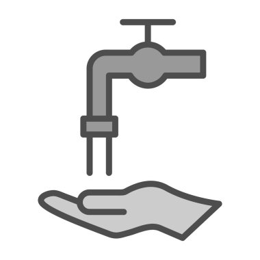 Şeffaf bir arkaplanda su musluğu çizimi tasarımı.