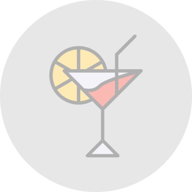 Düz stil izole edilmiş vektör illüstrasyonunda alkol kokteyli simgesi