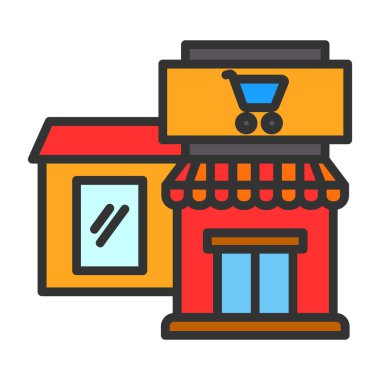 bina depolama renk ikonu vektör illüstrasyonu