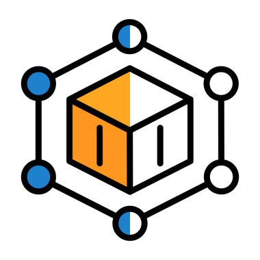 Blockchain simgesi, vektör illüstrasyonu basit tasarım