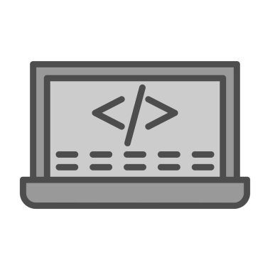 Web geliştirme simgesi. Ekranda kod, vektör illüstrasyonu
