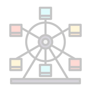 Dönme dolap ağ simgesi, vektör illüstrasyonu 