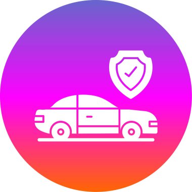 Araba sigortası web simgesini basit bir illüstrasyonla özetledi 