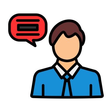 Konuşma kabarcığı vektör çizimi olan adam