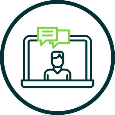 Bilgisayar monitörü olan bir adamın vektör çizimi