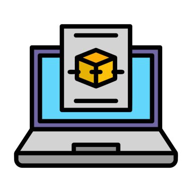 kutu bilgisayarı renk ikonu vektör çizimi