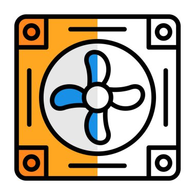 Soğutucunun vektör çizimi. Havalandırma fan çizimi, pictogram