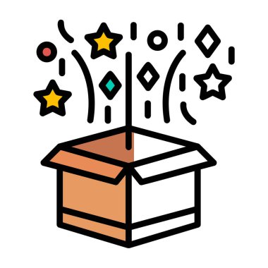 Sihirli kutu simgesi, vektör illüstrasyonu basit tasarım