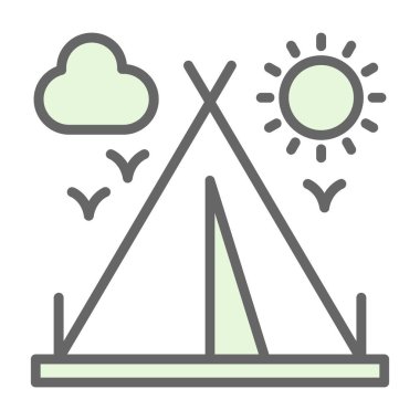 Güneş ve şemsiye ikonu. vektör illüstrasyonu