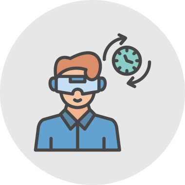 Sanal gerçeklik kulaklığı kullanan bir adamın vektör çizimi