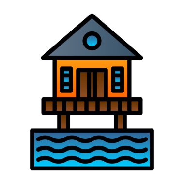 Beach Hut simgesinin vektör illüstrasyonu 