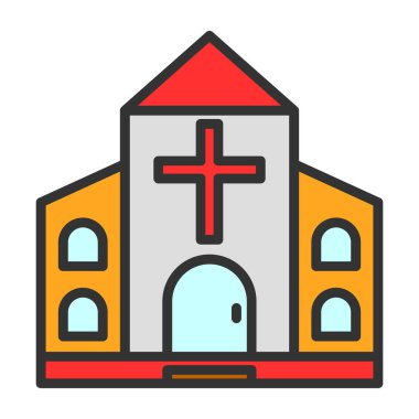 Kilise simgesi, vektör illüstrasyonu basit tasarım