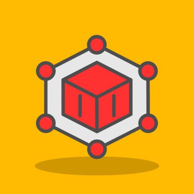 Blockchain simgesi, vektör illüstrasyonu basit tasarım