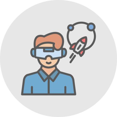 sanal gerçeklik düz vektör çizgisi simgesi