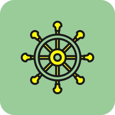 Direksiyon ikonu. Web için basit bir tekerlek vektör simgesi çizimi                    