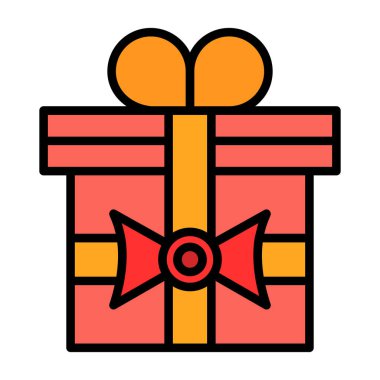 Şimdiki kutu simgesi. Web için hediye kutusu vektör simgelerinin özet çizimi