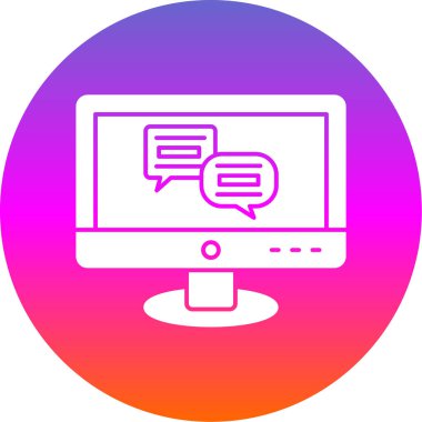 Sohbet baloncukları olan bilgisayar monitörü