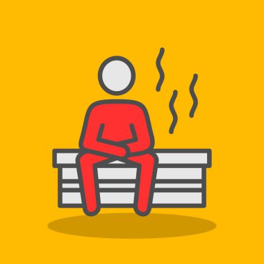 Sauna siluetindeki adam ağ simgesi, vektör illüstrasyonu 