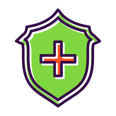 Kalkan ve çapraz sembollü vektör illüstrasyon tasarımı