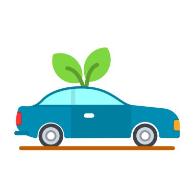 Eko araba simgesi, vektör illüstrasyonu basit tasarım