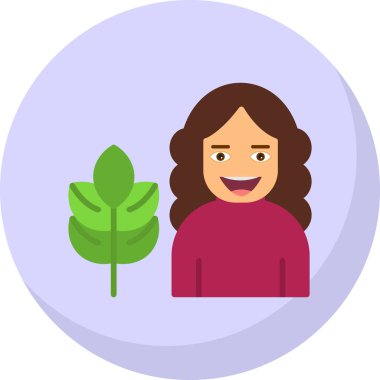 Park vektör çiziminde yaprakları olan genç bir kadın.