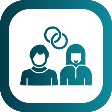 Yüzüklü kadın ve erkek, evlilik yassı vektör simgeleri 