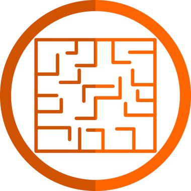 Labirent düz simgesi, vektör illüstrasyonu