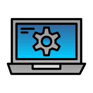 dizüstü bilgisayar simgesi, vektör illüstrasyonu basit tasarım