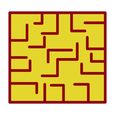 Labirent düz simgesi, vektör illüstrasyonu
