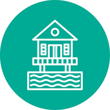 Beach Hut simgesinin vektör illüstrasyonu 