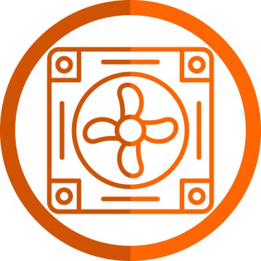 Soğutucunun vektör çizimi. Havalandırma fan çizimi, pictogram
