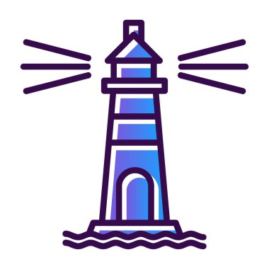 Deniz feneri. Web simgesi basit illüstrasyon