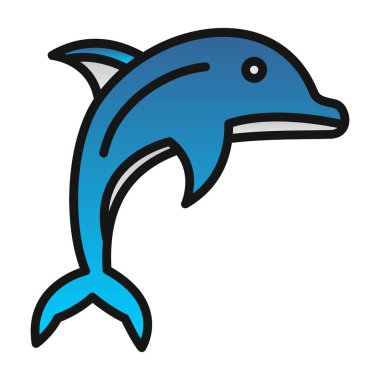 Mavi yunus, vektör illüstrasyonu, beyaz arkaplanda