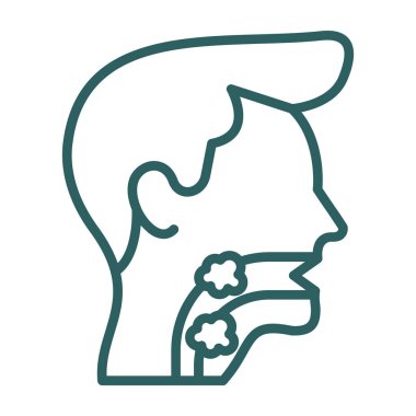 Erkek boğaz ikonu. Gırtlak kanseri vektör logosunun ağ için düz çizimi 