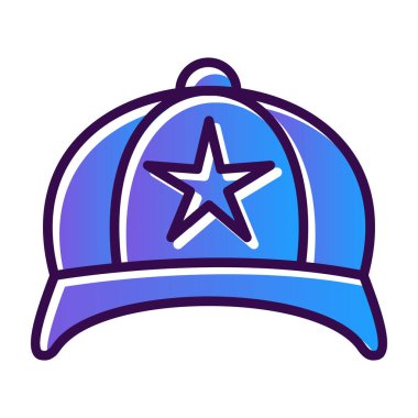 Beyaz arka planda mavi çizgi beyzbol şapkası simgesi. Beyzbol forması ikonu. beyzbol üniforması. Şapka simgesi. vektör.