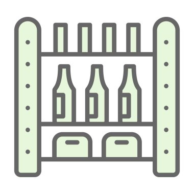 Bira şişeleri çizgisi simgesi, vektör illüstrasyonu, çizgi işareti.