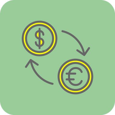 Para birimi değişim simgesi, vektör illüstrasyon arkaplanı