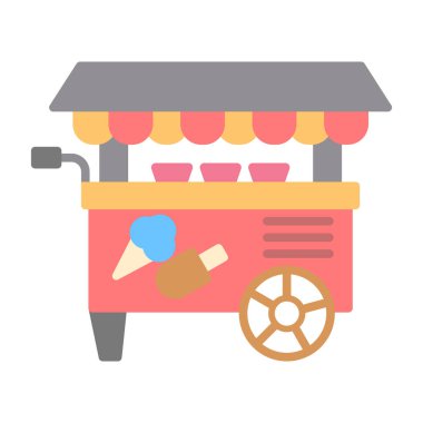 Basit dondurma arabası simgesi, vektör illüstrasyonu