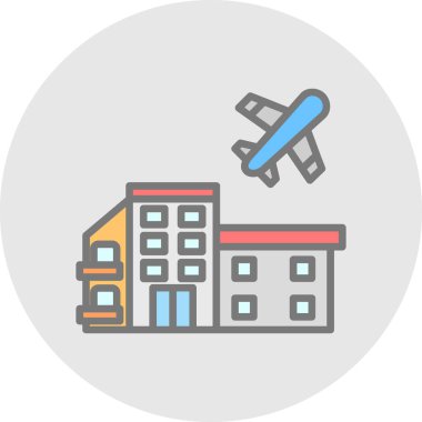 Havaalanı oluşturma vektör simgesi, tasarım illüstrasyonu 