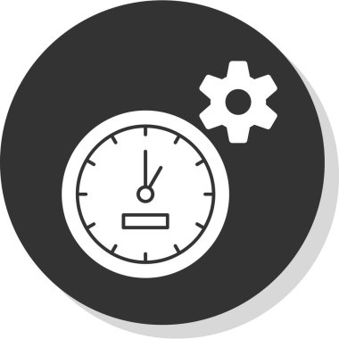 Saat simgesindeki dişli simgesinin vektör illüstrasyonu