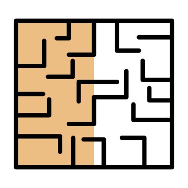 Labirent düz simgesi, vektör illüstrasyonu