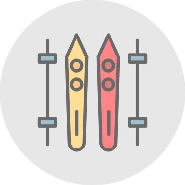 Kayaklar ve çubuklar simgesi, vektör basit illüstrasyon