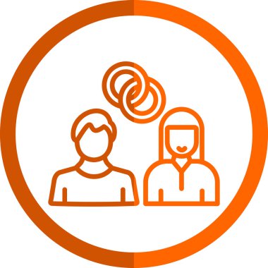 Yüzüklü kadın ve erkek, evlilik yassı vektör simgeleri 