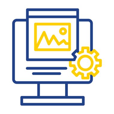 dişli simge vektör resimli dizüstü bilgisayar