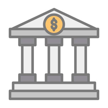 Banka bina simgesini, basit vektör çizim 