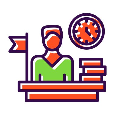 Saat vektör illüstrasyon tasarımlı bir iş adamı